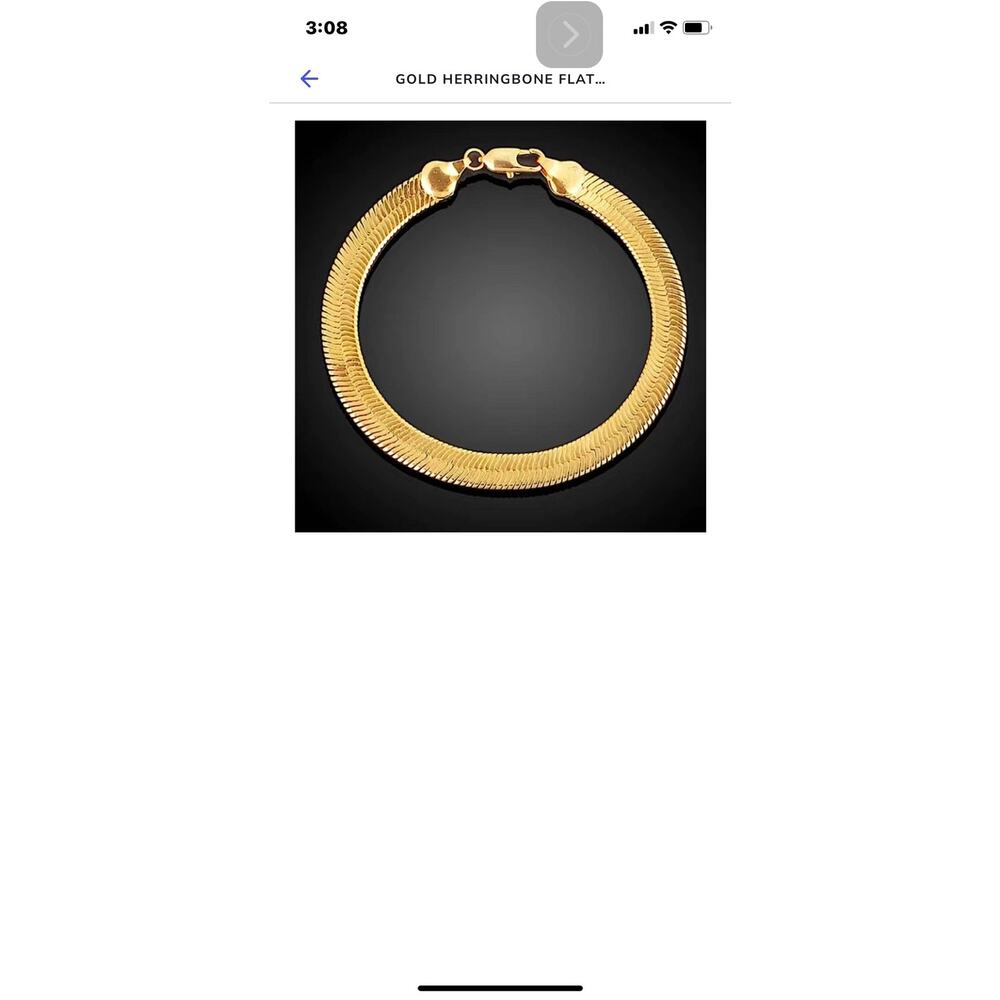 Gold Herringbone Flat Necklace Bracelet Set, Unisex, Two Piece 4mm - Picture 10 of 10